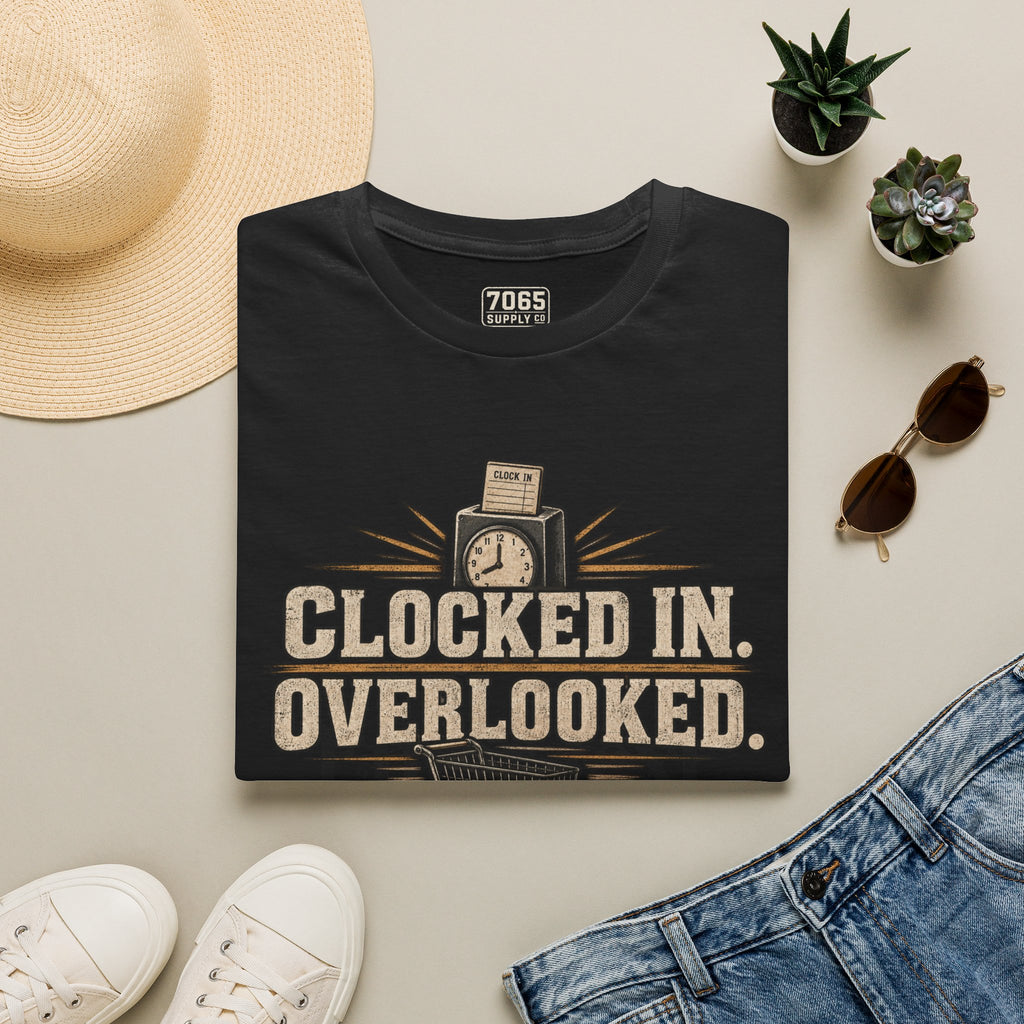 Clocked In. Overlooked. | Retail Grind Graphic Tee