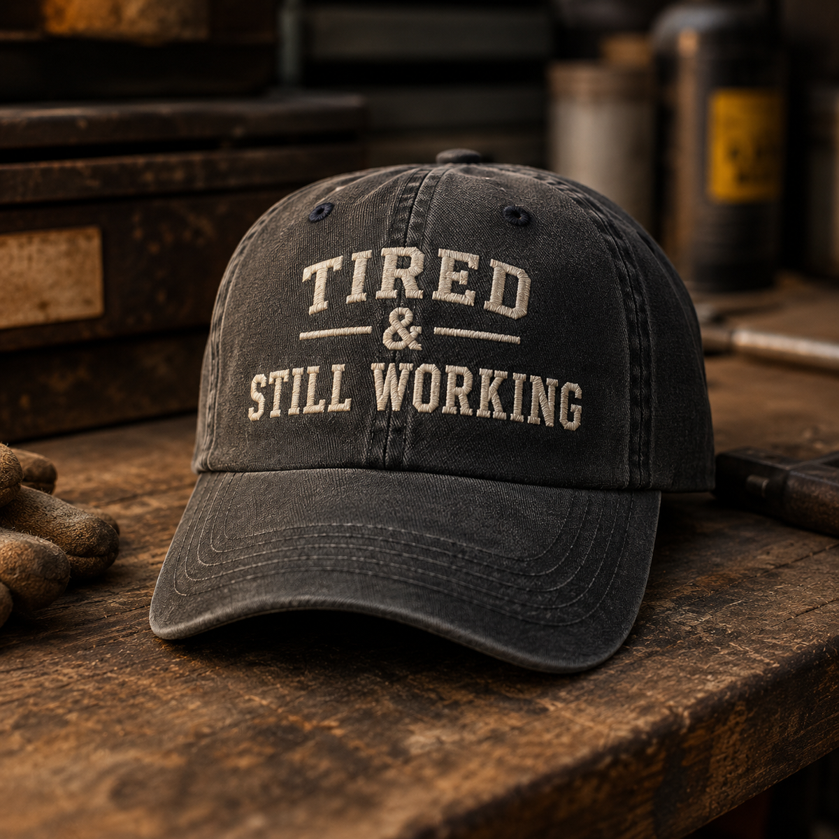 Tired & Still Working Embroidered Dad Hat